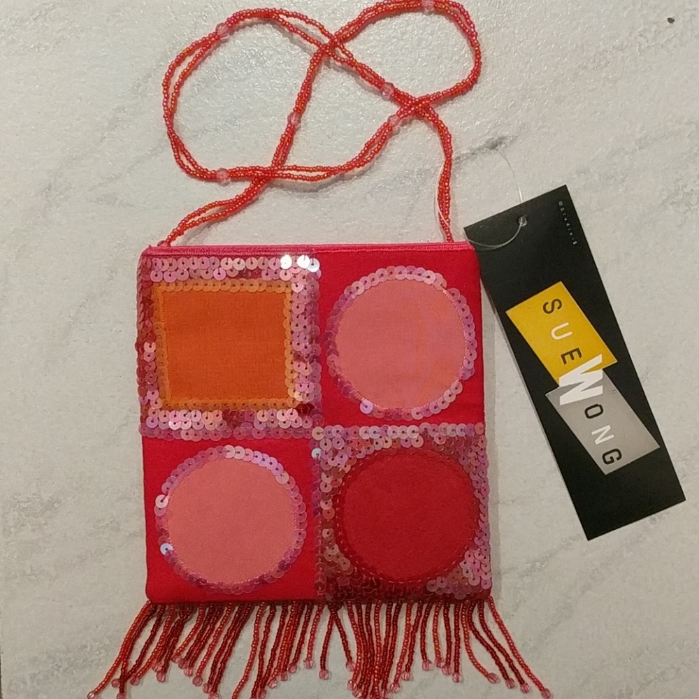 Sue Wong Evening Silk Pink Small Hand bag NWT
